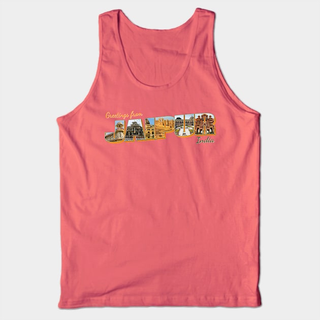 Greetings from Jaipur in India Vintage style retro souvenir Tank Top by DesignerPropo